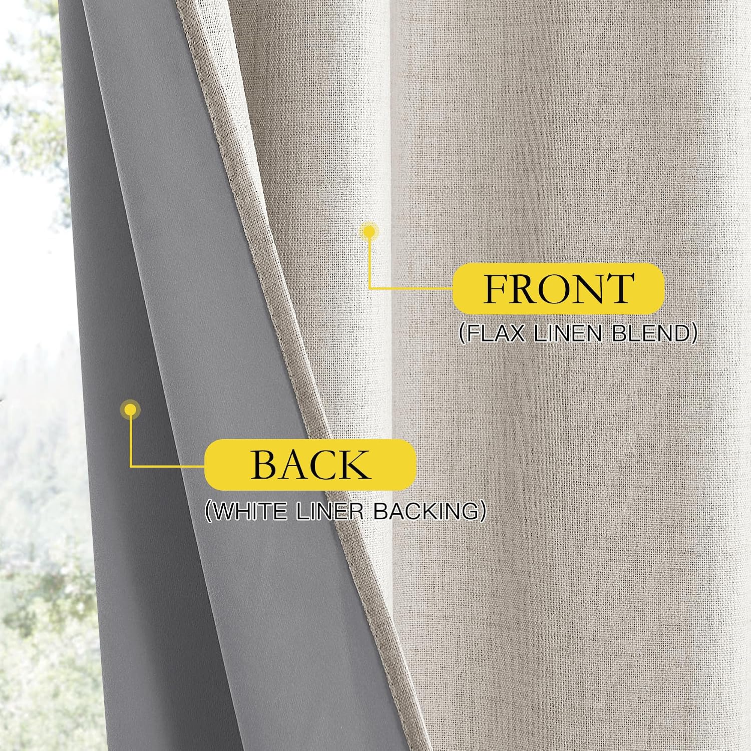 NICETOWN Brich Vintage Open Linen Weave Flax Thermal Curtains, 100% Blackout Curtains 84 inches Long for Dining Room, Soundproof Window…