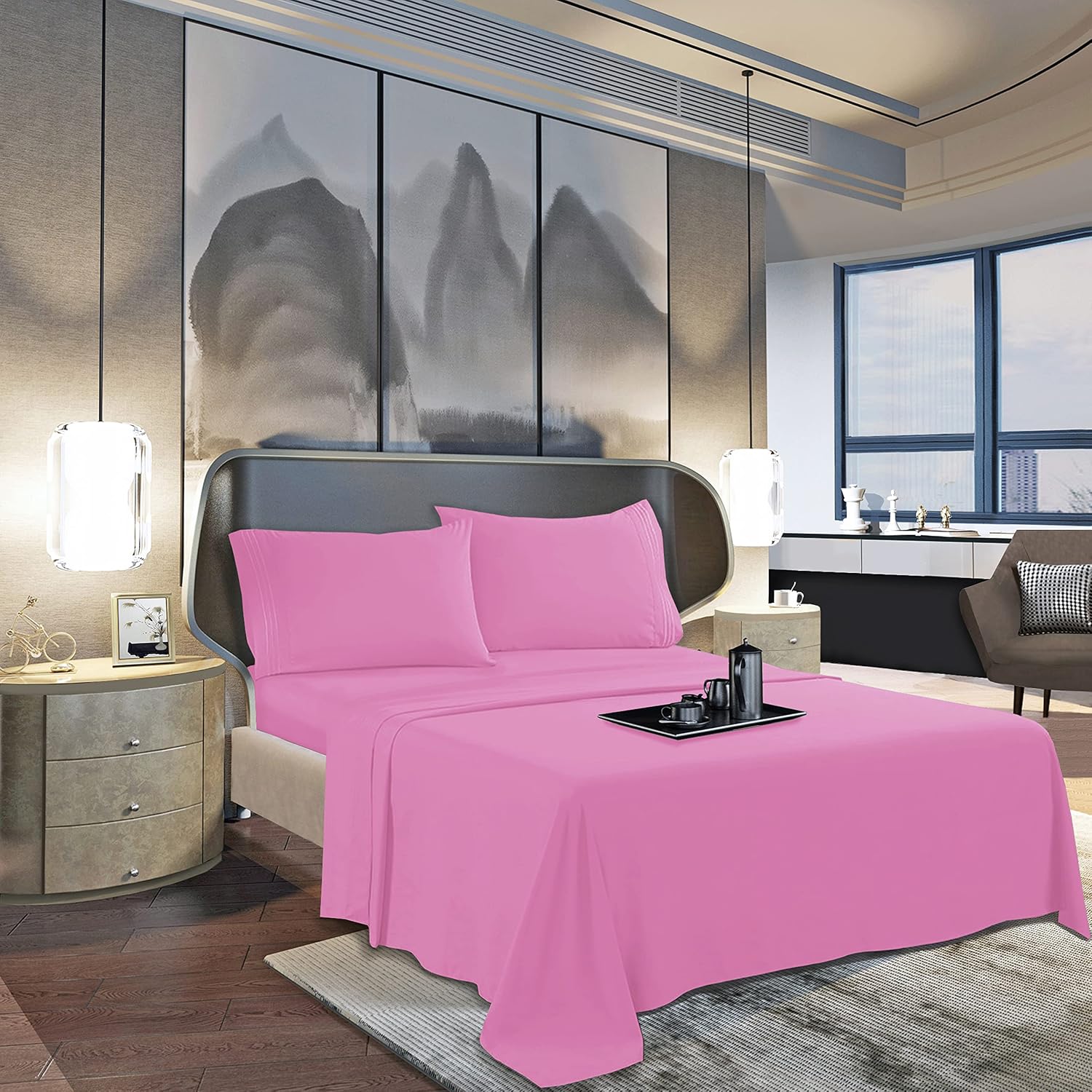 MocassiLuxuryBedding Mocassi King Sheet Set - Luxury Hotel 1800 Premier Bedding Sheets & Pillowcases - Ultra Soft Breathable & Cooling Bed…