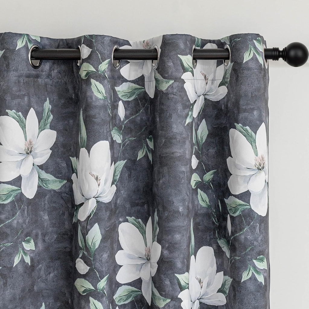 Myskyhome MYSKY HOME Floral Blackout Ceiling Curtains 96 Inches Long 2 Panels Set - Black Out Thermal Insulated Energy Efficient Modern Spr…