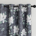 Myskyhome MYSKY HOME 95% Floral Blackout Curtains 63 Inch Long 2 Panels Set for Bedroom - White Flower Printed Thermal Insulated Light Bloc…