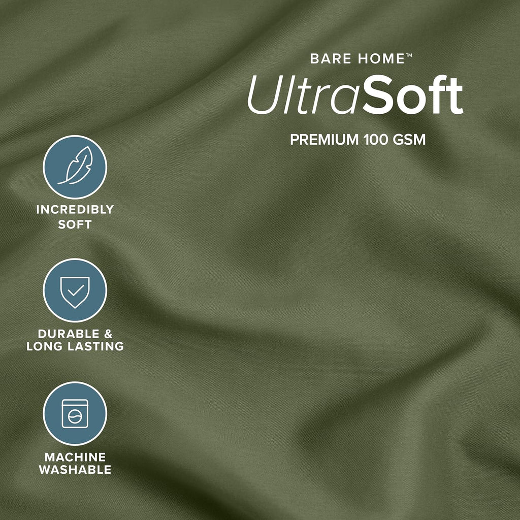 BareHome Bare Home Microfiber Pillow Cases - Standard/Queen Size Set of 2 - Cooling Pillowcases - Double Brushed - Cypress Pillowcases 2 Pa…