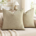 decorUhome Chenille Throw Pillow Covers 20x20 Set of 2, Square Decorative Pillow Covers with Zipper for Couch, Sofa, Living Room, Tan