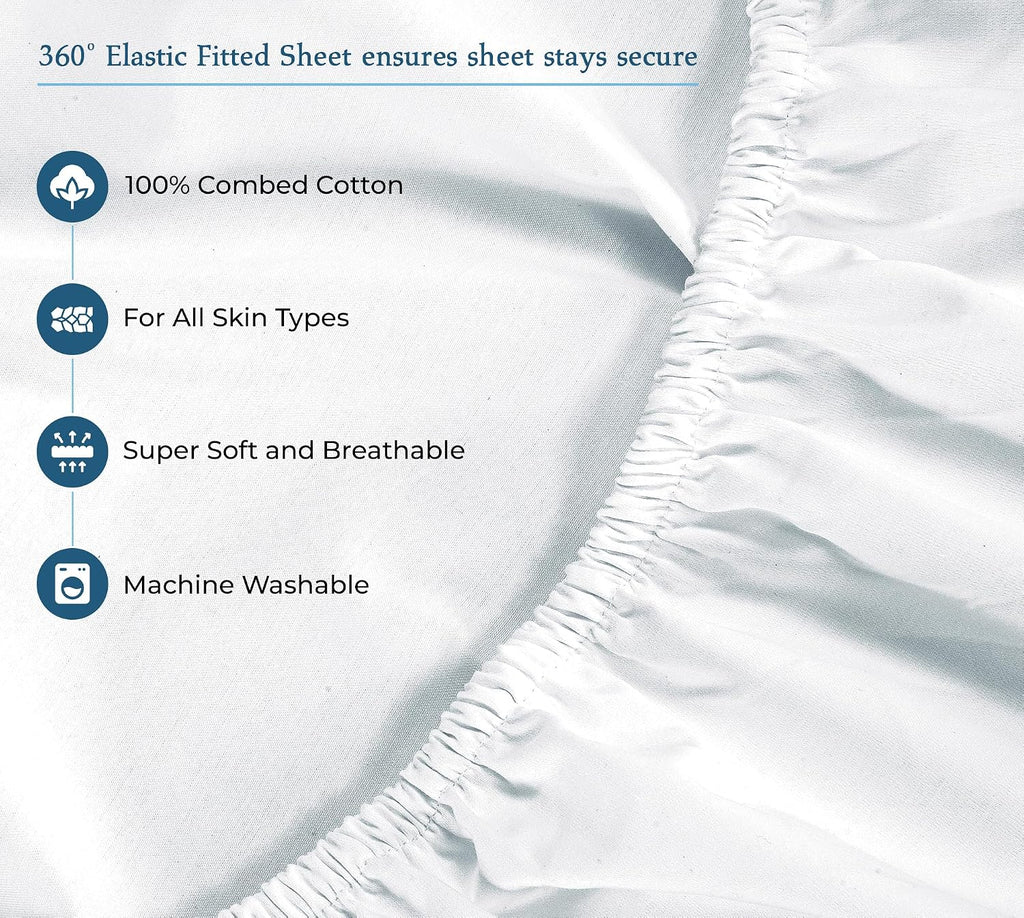 Royalelinens ROYALE LINENS 400 Thread Count 100% American Grown Cotton 4 Piece Sateen King Sheet Set - 1 Fitted Sheet, 1 Flat Sheet, 2 Pill…