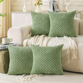 Cozoomy Set of 4 Sage Green Decorative Throw Pillow Covers 16x16 Inch Corduroy Pillow Covers for Bed Couch Sofa Living Room Soft Square Cus…