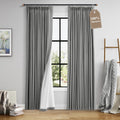 Boodii Dark Grey 100% Blackout Linen Pinch Pleated Curtains 84 Inches Long 2 Panels for Living Room Bedroom Pleat Drapes with Hooks Rings N…