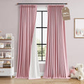 Boodii Pink 100% Blackout Linen Pinch Pleated Curtains 96 Inches 2 Panels Thermal Insulated Privacy Home Decor Room Darkening Back Tab Boho…