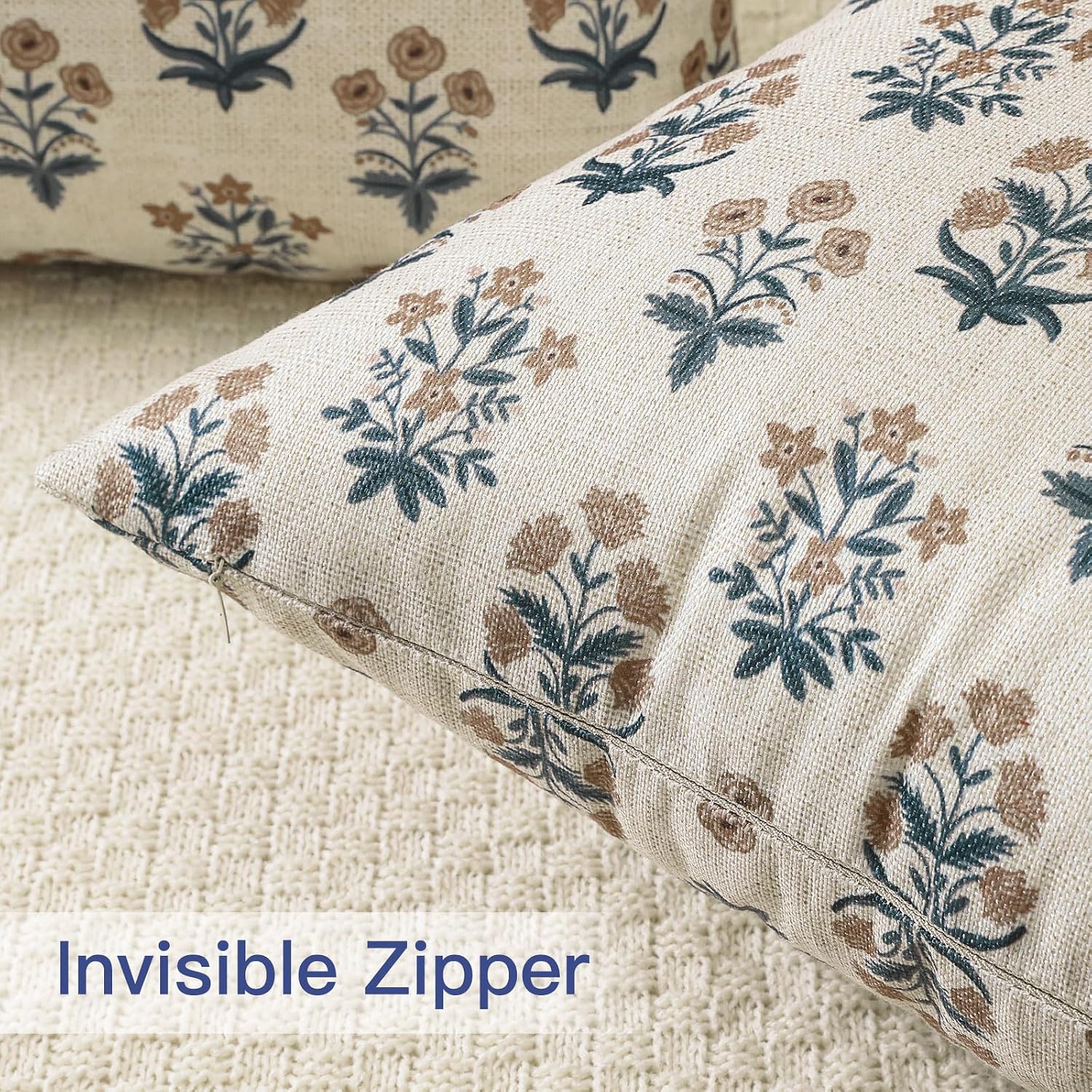 OTOSTAR Floral Print Pillow Covers 18x18 Inch Pack of 2 Double-Sided Brown Grey Flower Square Throw Pillow Covers Farmhouse Rustic…