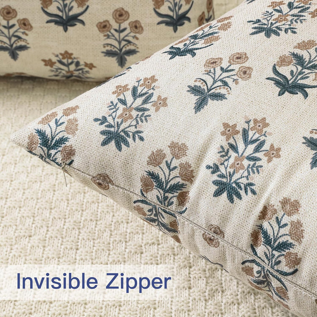 OTOSTAR Floral Print Pillow Covers 20x20 Inch Pack of 2 Double-Sided Brown Grey Flower Square Throw Pillow Covers Farmhouse Rustic…