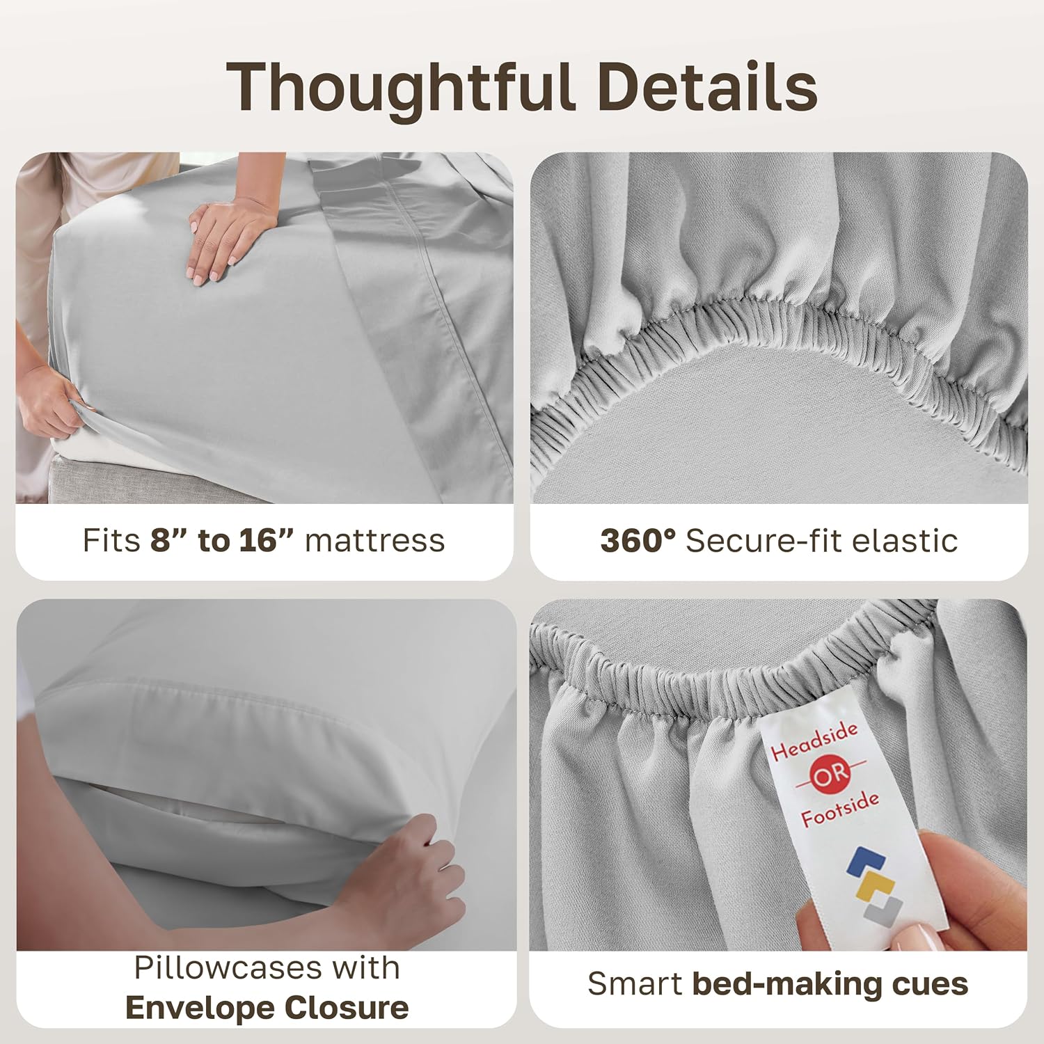 CaliforniaDesignDen California Design Den 6-Pc Queen Size Sheet Set with 4 Pillowcases - 400 Thread Count 100% Cotton Sheets, Sateen Weave,…