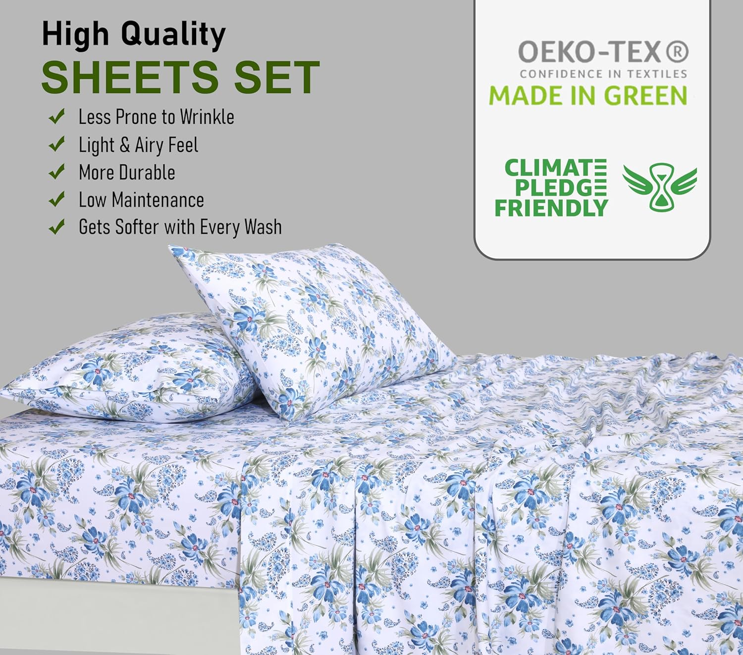 Ruvanti 100% Cotton Percale Sheets Full Size – Crisp Cooling Bed Sheets for Hot Sleepers, Deep Pocket 16”, Soft Breathable & Durable Hotel-…