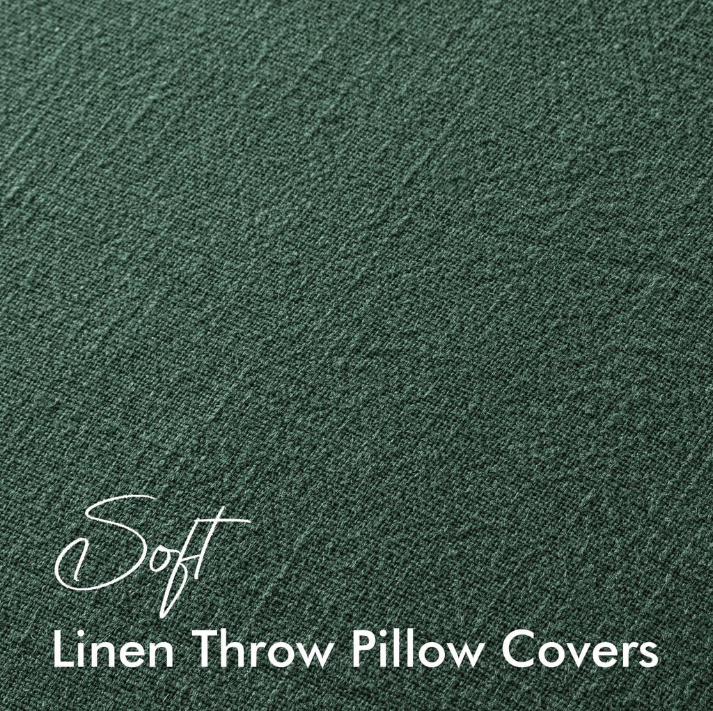 EMEMA Christmas Throw Pillow Covers Decorative Linen Pillow Covers 20x20 Inch Green Boho Farmhouse Neutral Couch Throw Pillows for Bed…