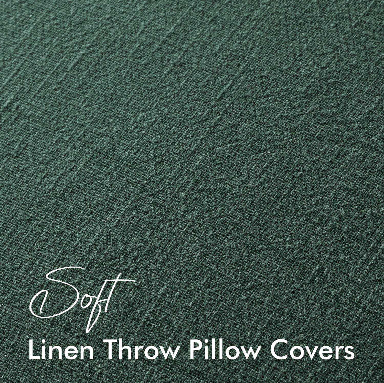 EMEMA Christmas Throw Pillow Covers Decorative Linen Pillow Covers 22x22 Inch Green Boho Farmhouse Neutral Couch Throw Pillows for Bed…
