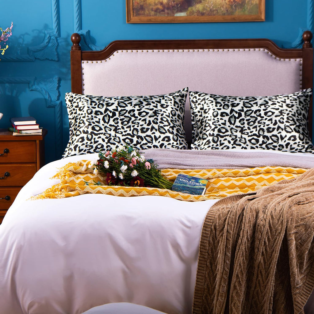 Ntbay 2 Pack Satin Queen Pillowcases for Hair and Skin, Luxurious and Silky Leopard Printed Pillow Cases with Envelope Closure, 20x30 Inche…