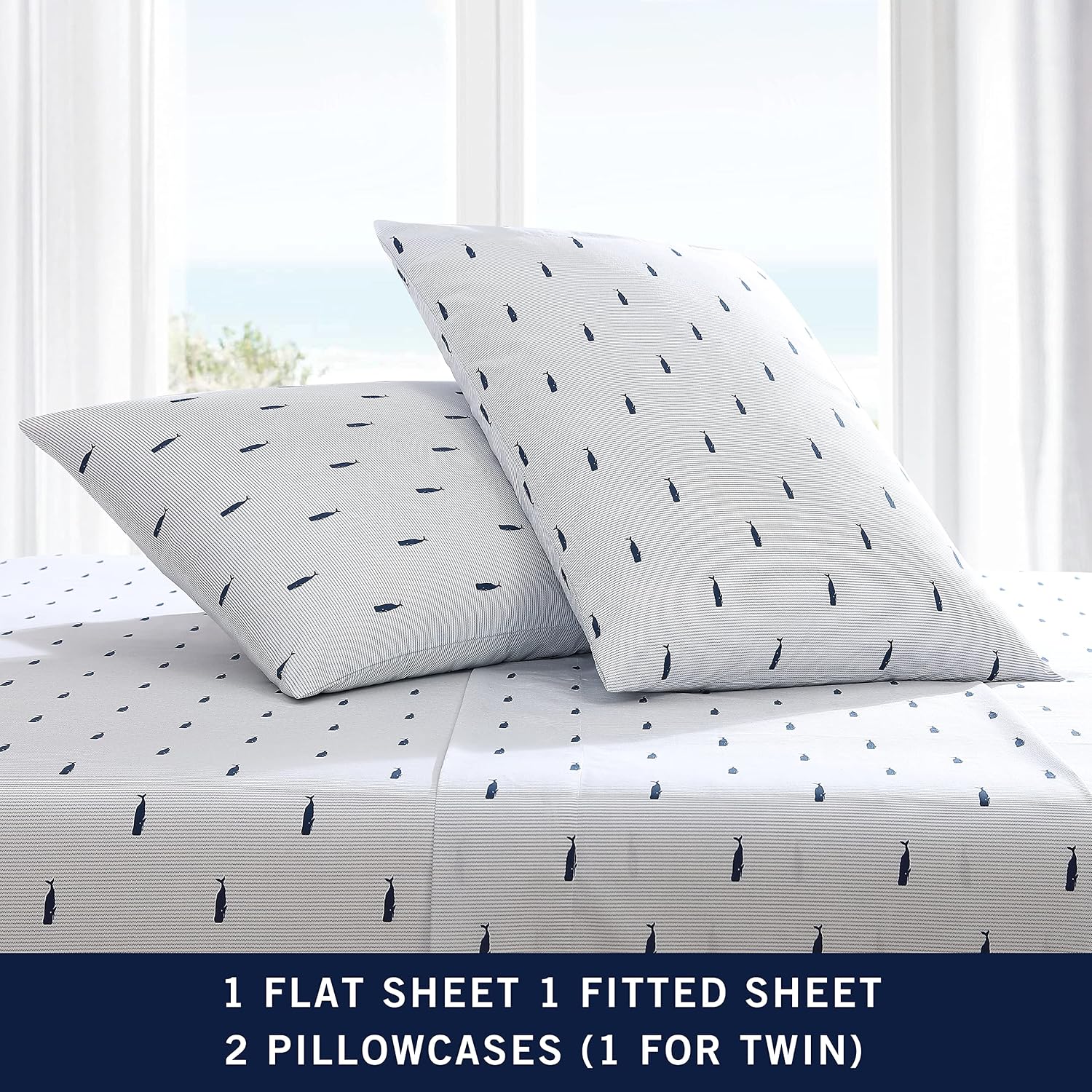 Nautica King Size Sheets Set, Crisp & Tailored Cooling Sheets with a Smooth Cotton Percale Lightweight Feel - Bed Sheets with Matching Pill…