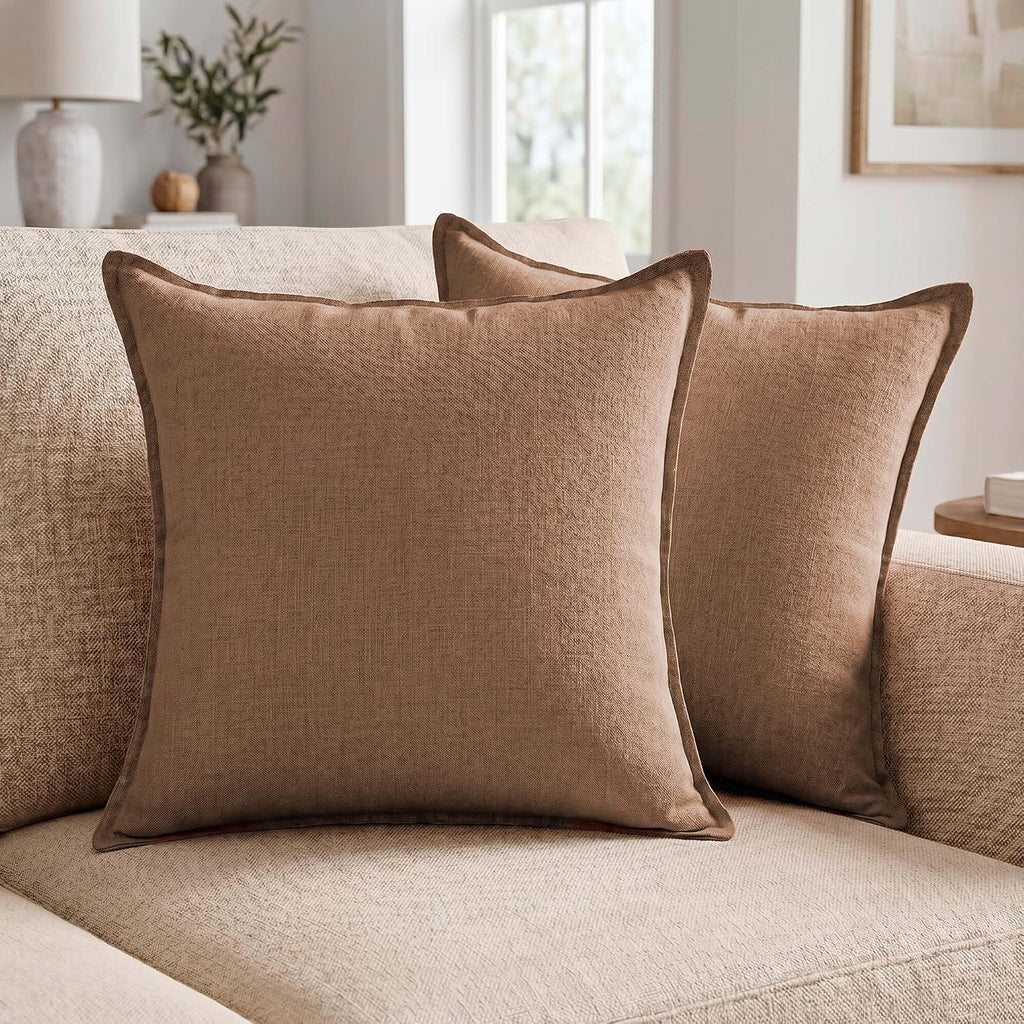 Symplora Cotton Linen Throw Pillow Covers Set of 2, Breathable Non Pilling Decorative Pillow Covers, Machine Washable Cushion Case for…