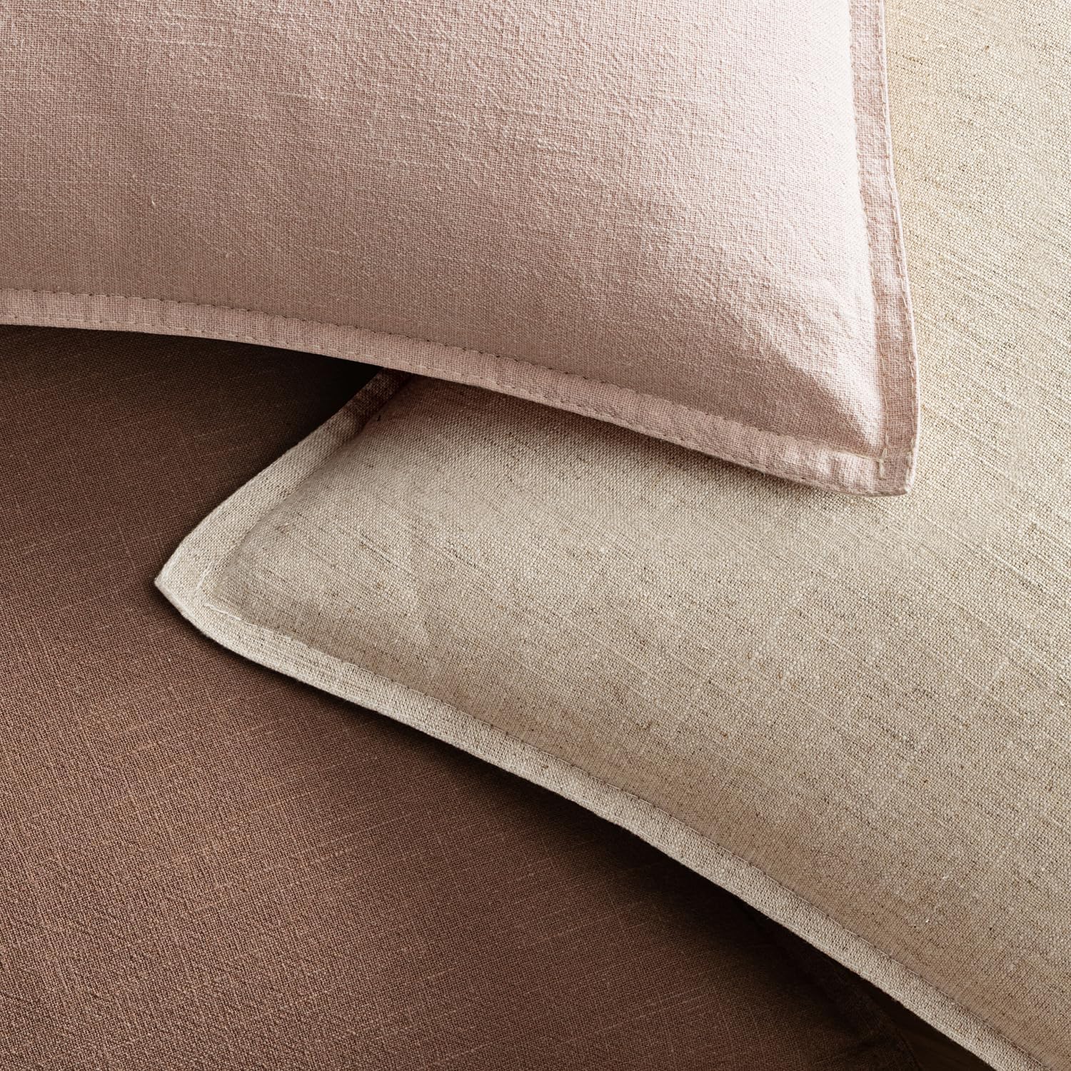 EMEMA Throw Pillow Covers Decorative Linen Pillow Covers 18x18 Inch Pink Boho Farmhouse Neutral Couch Throw Pillows for Bed Pack of 2…