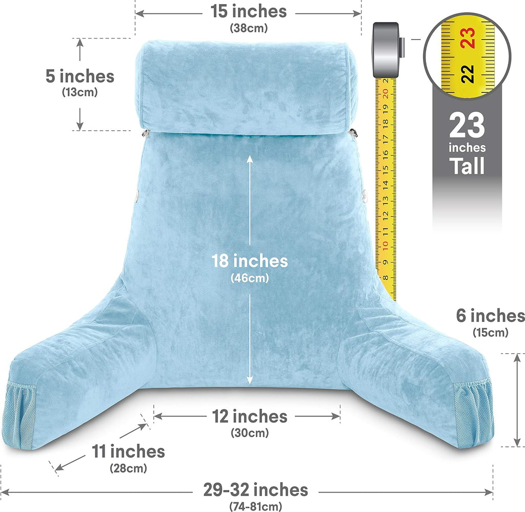 HusbandPillow Husband Pillow Medium Reading Pillow with Arms - 23" Backrest for Sitting Up in Bed - Firm Support Bed Rest Pillow for Adults…
