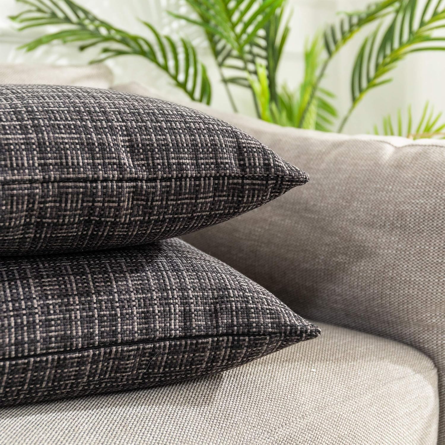 Kevin Textile Pack of 2 Decorative Outdoor Waterproof Pillow Covers Garden Cushion Sham Throw Pillowcase Shell for Patio Tent Couch 12x20…