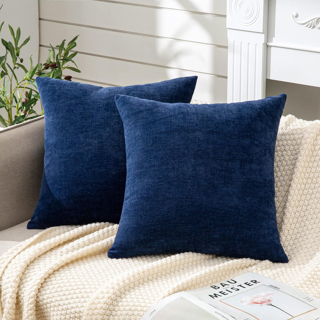 Gawamay Decorative Square Throw Pillow Covers 22"x22" Inch Set of 2, Super Soft Chenille Pillows Farmhouse Fall Pillowcase for Living Room…