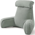 Ailuteie Corduroy Reading Pillow for Sitting Up, Bed Rest Pillow with Arms, Detachable Headrest, Side Pockets & Washable Cover, Back Suppor…