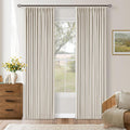 Twodrapes Pleated Cream Ivory 86 Inch Blackout Curtains for Living Dining Room 2 Panels Set Boho Farmhouse Pinch Pleat Natural Linen Black…