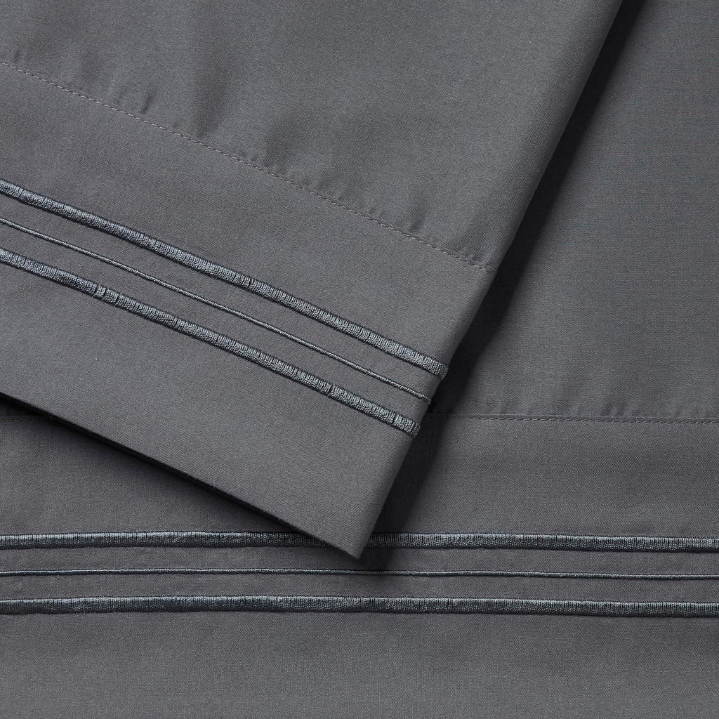 Nestl Grey Pillow Cases - Soft Queen Size Set of 2, 1800 Microfiber, Envelope Closure, 20x30 Inches cotton Grey