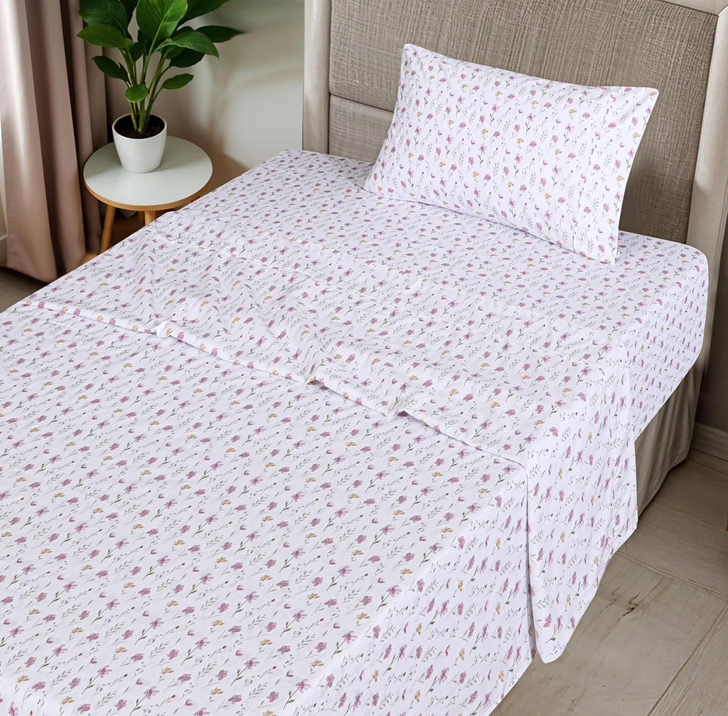 Ruvanti 100% Cotton Organic Percale Sheets Twin XL Size – Crisp Cooling Bed Sheets for Hot Sleepers, Deep Pocket 15”, Soft Peach Finish, Br…