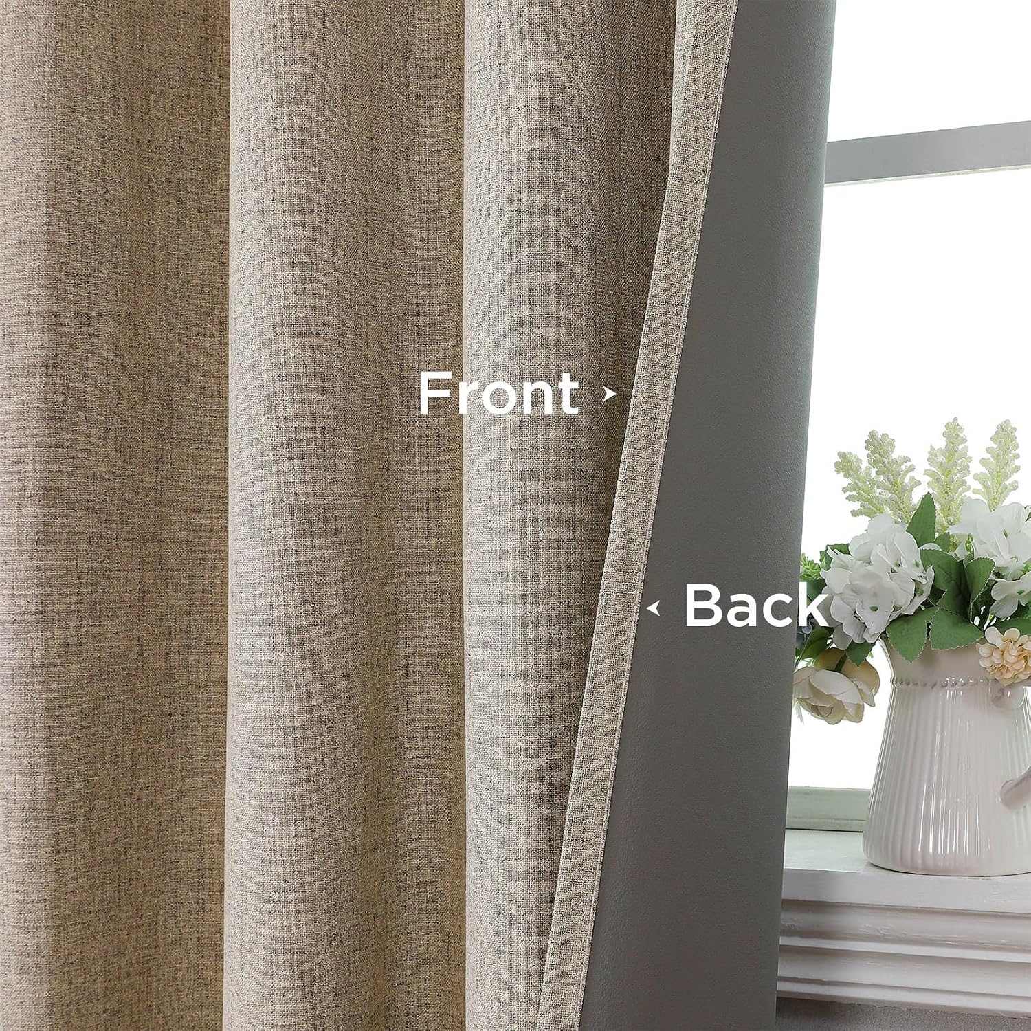 Cucraf 100% Blackout Curtains for Bedroom 96 inches Length 2 Panels Set, Linen Textured Room Darkening Grommet Curtain for Living Room, Ligh…