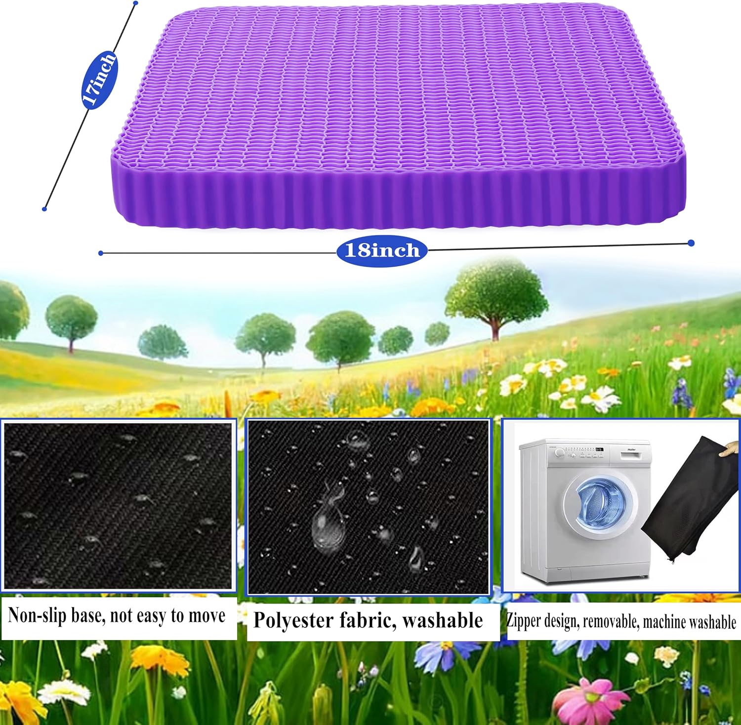 Auvivasital Innovative Gel Seat Cushion for Long Sitting, Soft and Breathable, Seat Cushion for Back, Sciatica, Hip, Tailbone, Used…