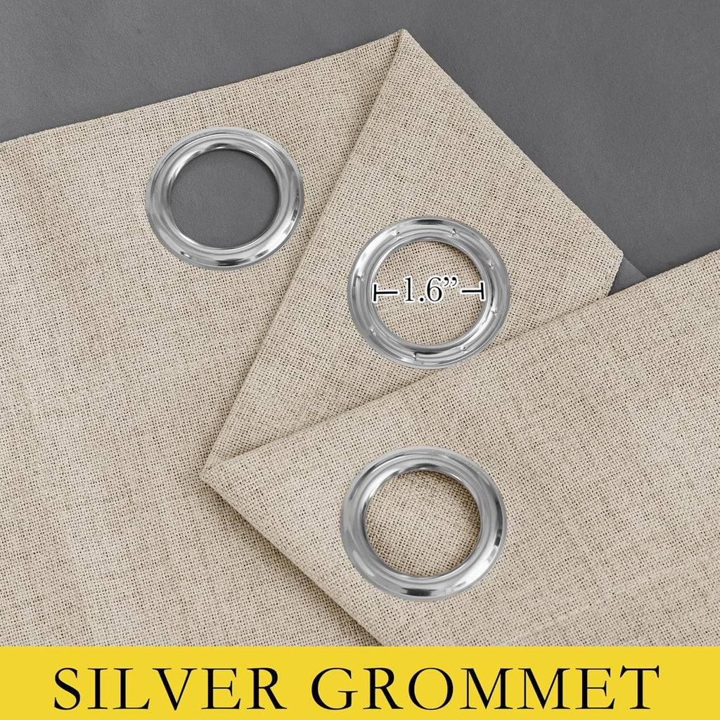 NICETOWN Cream 100% Blackout Linen Curtains 84 inch Long Burg for Living Room, 1 Pair, 62" Width Each Panel, Farmhouse Thick Completely…