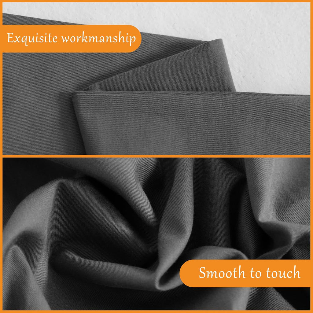 Ntbay King Cotton Pillowcases - Envelope Closure 20x36 Pillowcases Set of 2, Breathable and Soft Bed Pillow Cases, Dark Grey Cotton Grey