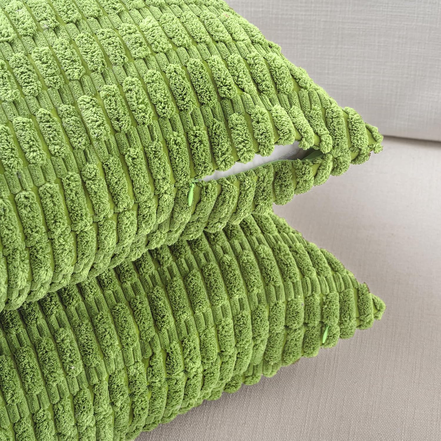 Fancy Homi Decorative Throw Pillow Covers for Bed Couch Bedroom Bench, Soft Corduroy Solid Pillow Case, Rustic Farmhouse Boho Room…