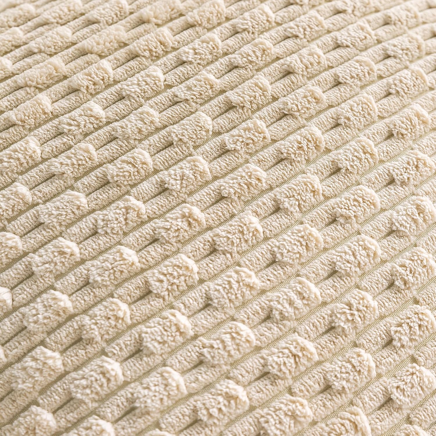 Cozoomy Set of 4 Beige Decorative Throw Pillow Covers 12x20 Inch Corduroy Pillow Covers for Bed Couch Sofa Living Room Soft Cushion Cases 2…