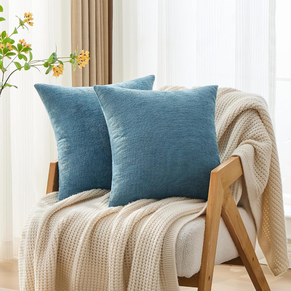 Gawamay Set of 2 Soft Textured Chenille Throw Pillow Covers 20x20 Inch (50x50 CM), Decorative Pillowcases Cushion Covers for Farmhouse Home…