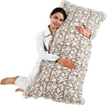 Ridhi Block Print Oak Brown 54"x20" Set 1-100% Cotton Ruffle Lumbar Sham Cover Boho Floral Pillowcase, Farmhouse Cottagecore Bedding…