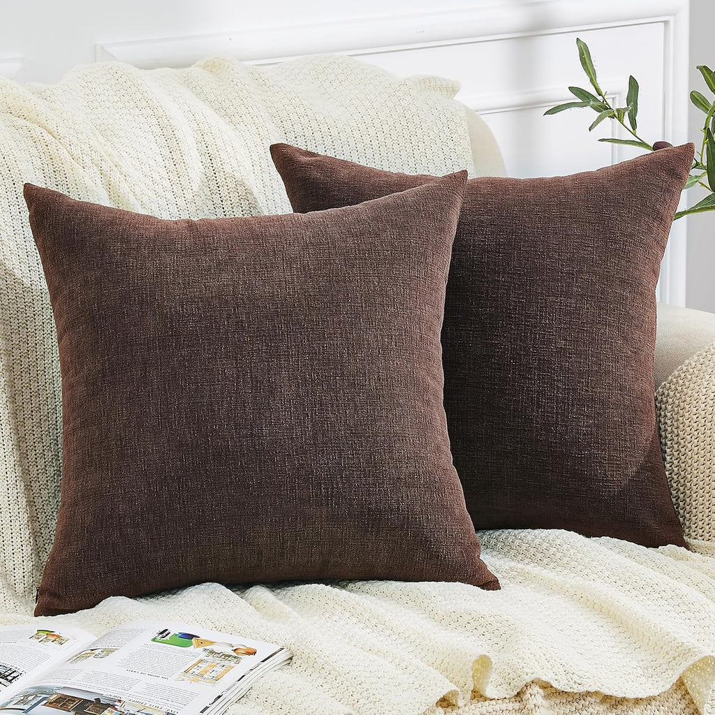 Gawamay Decorative Square Throw Pillow Covers 20"x20" Inch Set of 2, Super Soft Chenille Pillows Farmhouse Fall Pillowcase for Living Room…