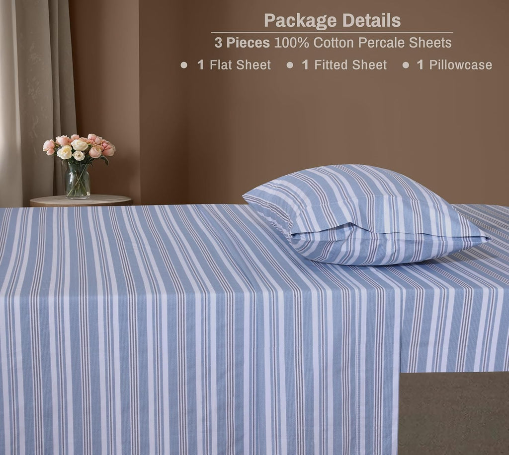 Zoyer 100% Cotton Sheets – Twin XL Size Percale Bedding, Cooling & Breathable, Durable with a Crisp, Soft & Comfortable Feel, 16" Deep Pock…