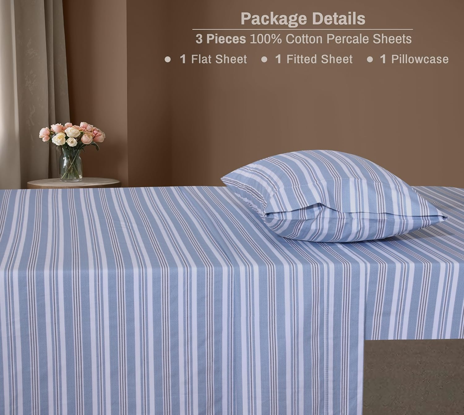 Zoyer 100% Cotton Sheets – Twin XL Size Percale Bedding, Cooling & Breathable, Durable with a Crisp, Soft & Comfortable Feel, 16" Deep Pock…