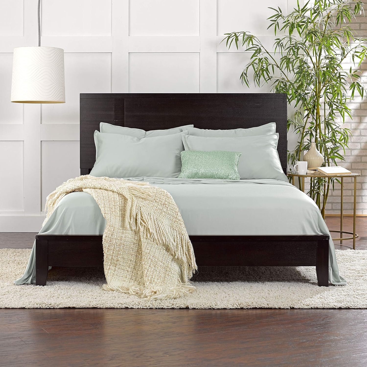 PureBamboo Pure Bamboo Full Sheets, Genuine 100% Organic Viscose Derived from Bamboo Bed Sheet Set, Luxuriously Soft & Cooling, Double Stit…