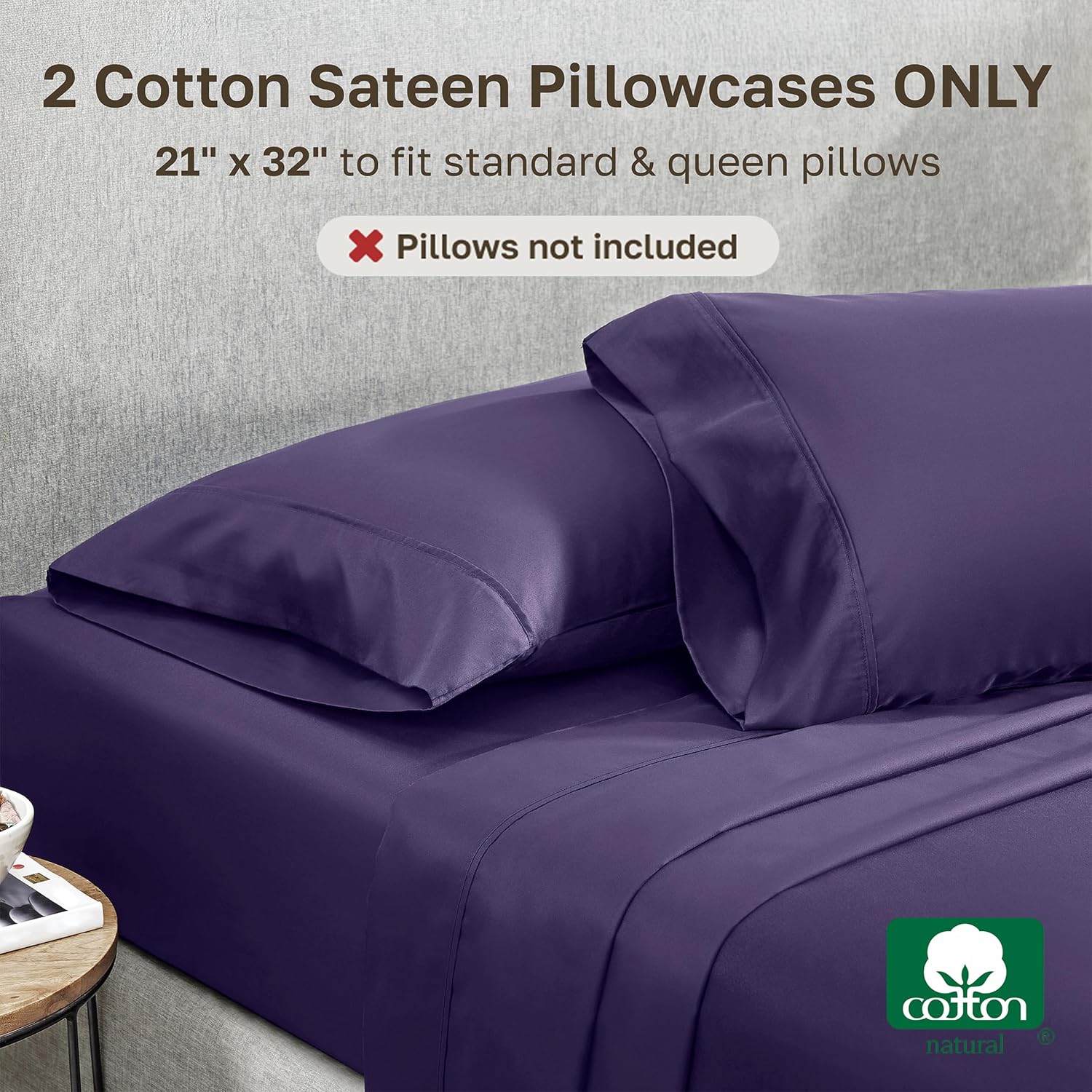 CaliforniaDesignDen California Design Den Standard Queen Size Pillowcase Set - 400 Thread Count, 100% Cotton Sateen, Set of 2 Pillow Covers…