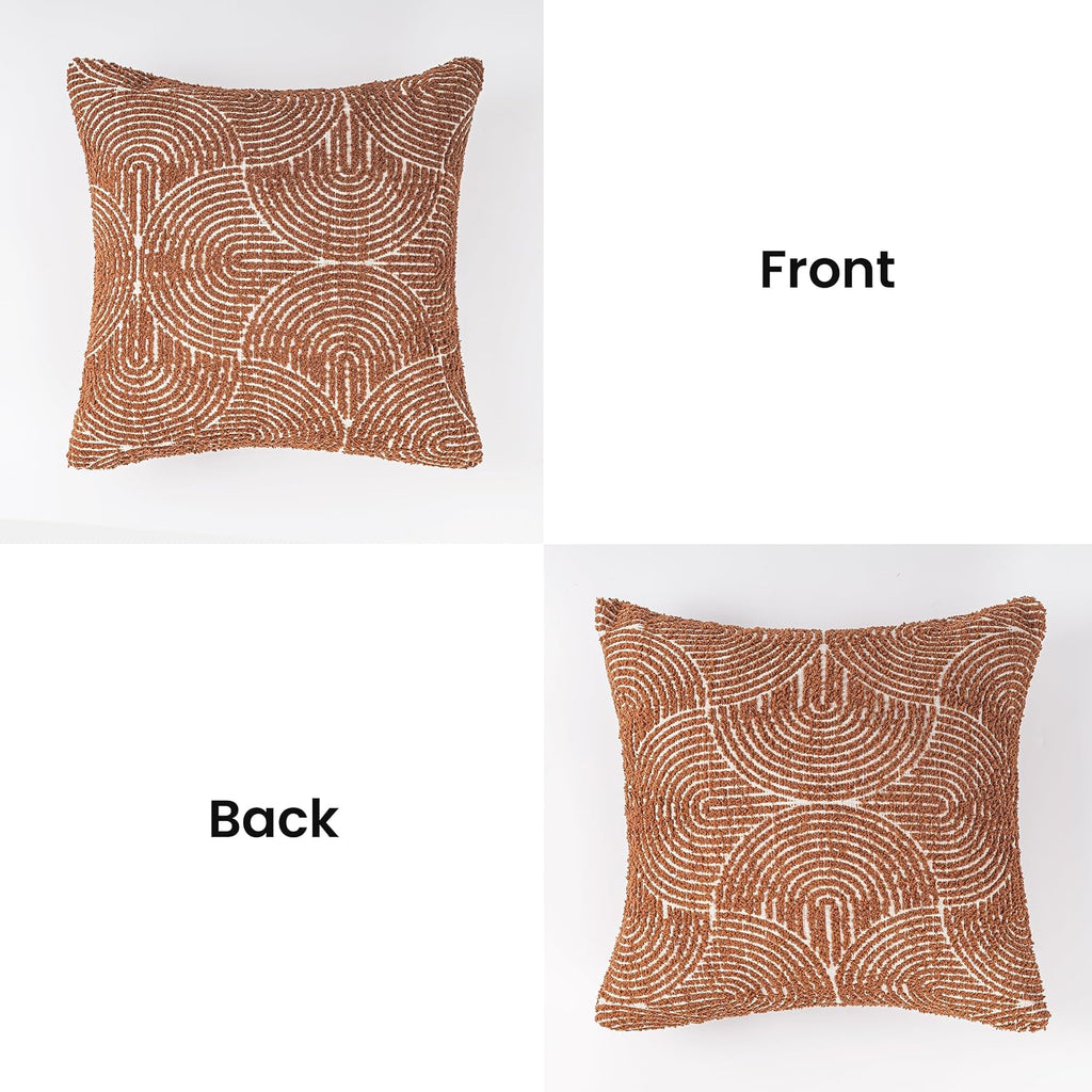 Aels Boho Decorative Textured Throw Pillow Covers 18x18, Organic Modern Mid Century Rainbow Tufted Pillow Case, Farmhouse Rustic Geometric…