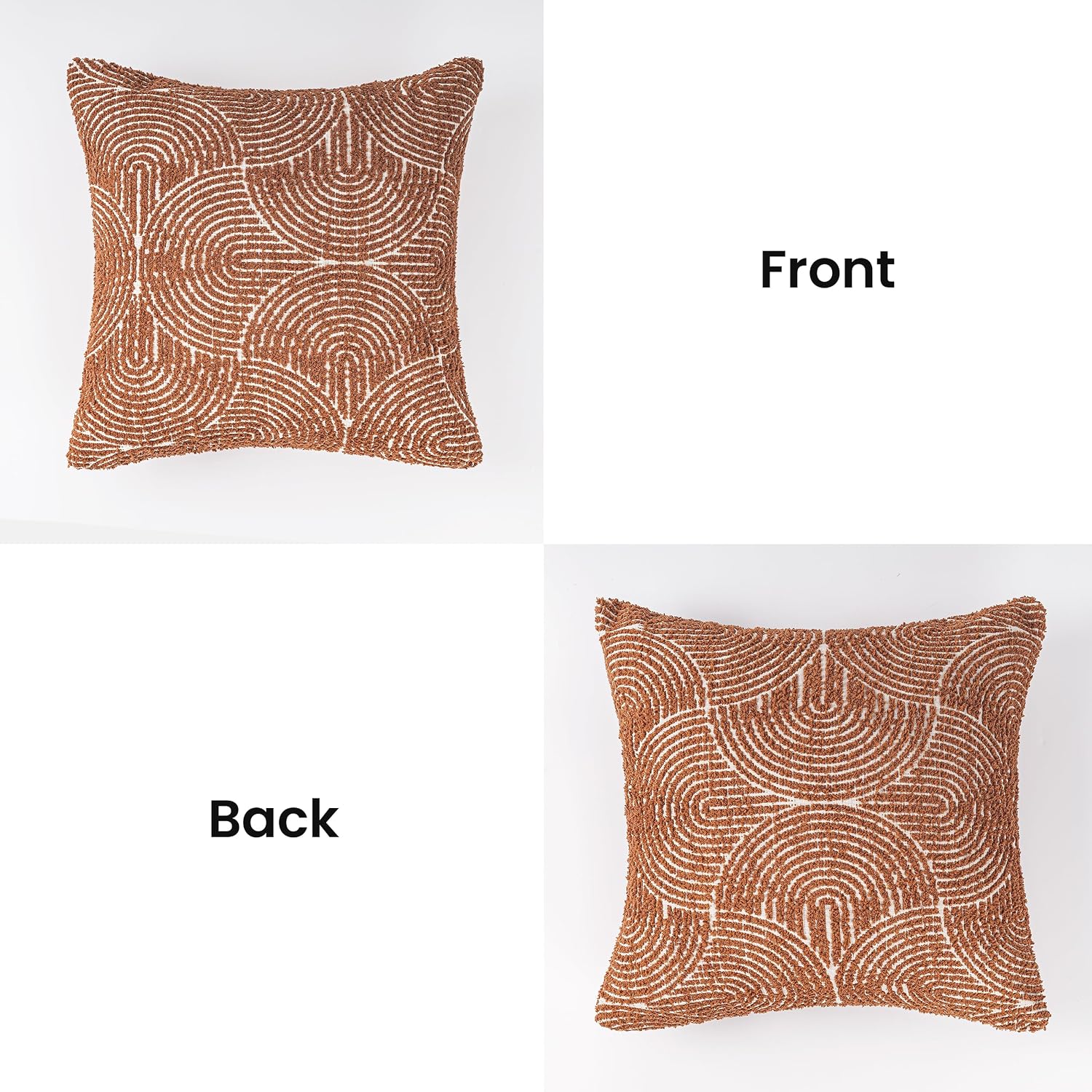 Aels Boho Decorative Textured Throw Pillow Covers 18x18, Organic Modern Mid Century Rainbow Tufted Pillow Case, Farmhouse Rustic Geometric…
