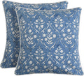 Ridhi Block Print Cornflower Blue Pillow Cover 24" x 24" (Pack of 2) Decorative Couch Pillows for Living Room, Chic Boho Cute Outdoor Pillo…