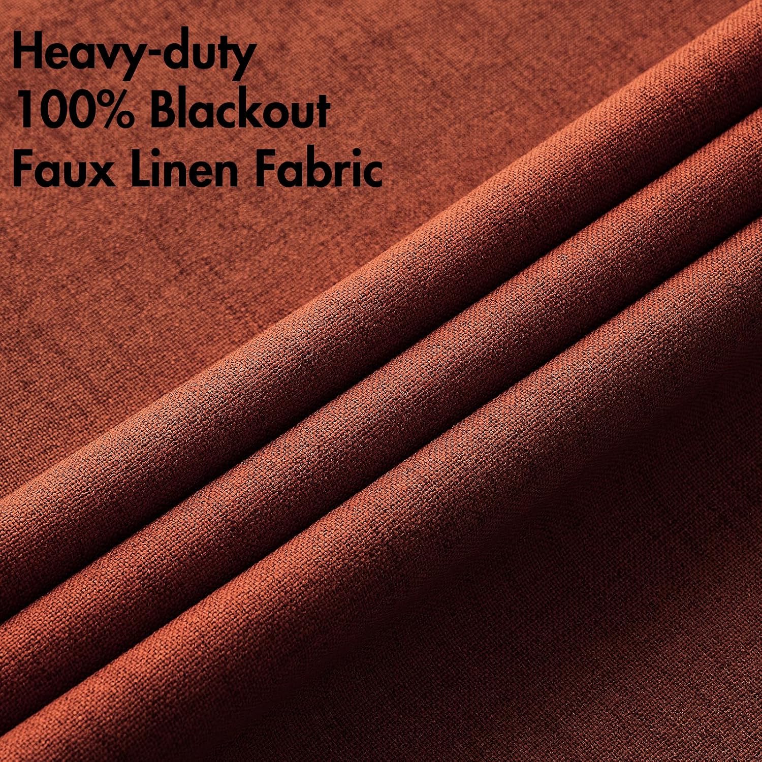 Miulee Linen Curtains for Bedroom 100% Blackout Thermal Insulated Burnt Orange Grommet Room Darkening Curtains & Drapes Rust Terracotta Fal…