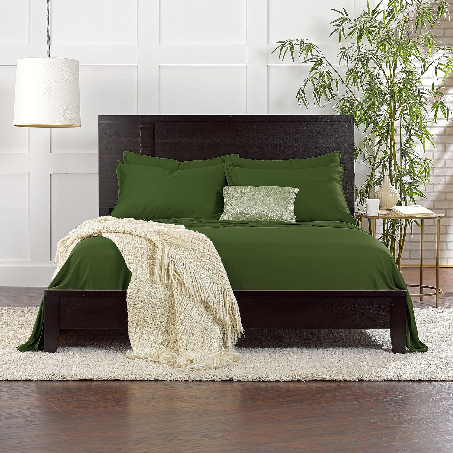 PureBamboo Pure Bamboo Queen Sheets, Genuine 100% Organic Viscose Derived from Bamboo Bed Sheet Set, Luxuriously Soft & Cooling, Double Sti…