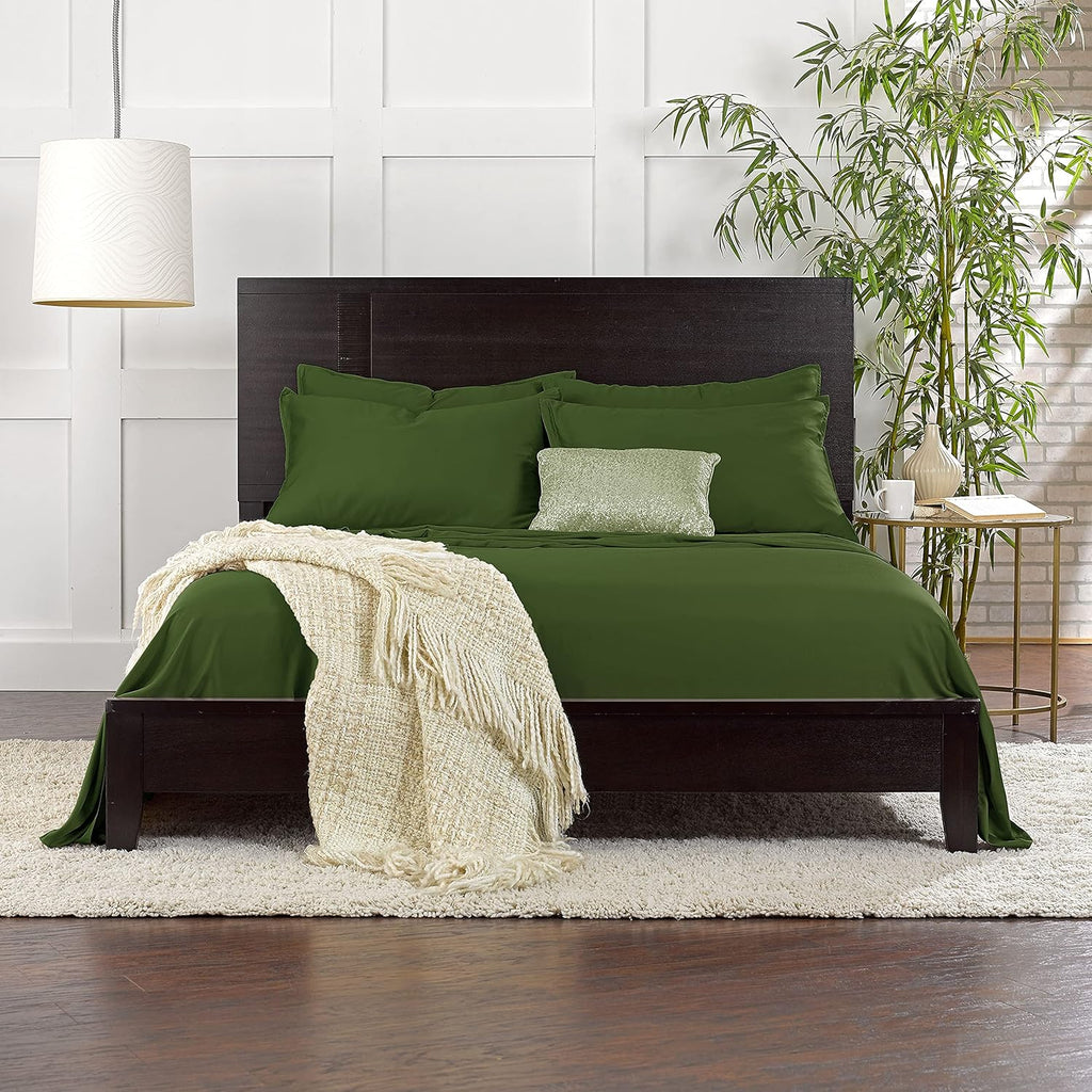 PureBamboo Pure Bamboo Full Sheets, Genuine 100% Organic Viscose Derived from Bamboo Bed Sheet Set, Luxuriously Soft & Cooling, Double Stit…
