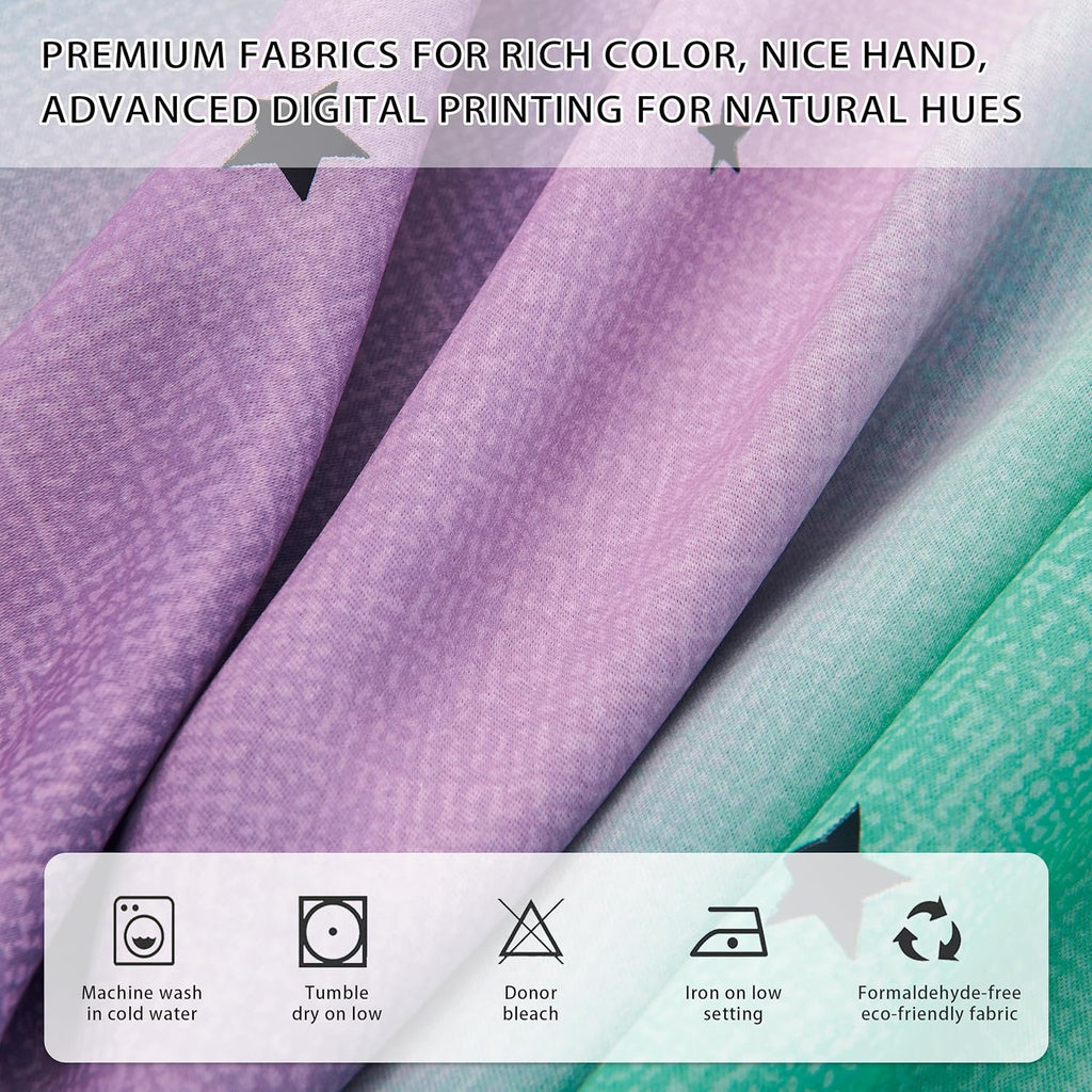 Addsomecolortolife XiDi Purple Grey Curtains for Kids Bedroom, Princess Room Decor Green Curtain, Cute Curtains Blackout, Curtains Girls Be…