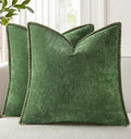 decorUhome Chenille Soft Cozy Throw Pillow Covers 18x18 Set of 2, Modern Farmhouse Boho Velvet Decorative Pillow Cases with Stitched Edge f…