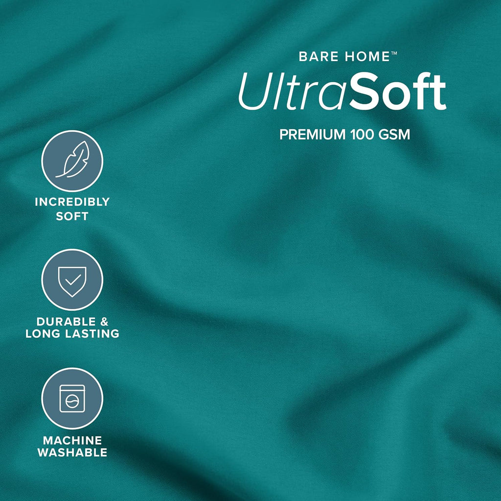 BareHome Bare Home Microfiber Bulk Pillow Cases - Standard/Queen Size Set of 4 - Cooling Pillowcases - Double Brushed - Emerald Pillowcases…