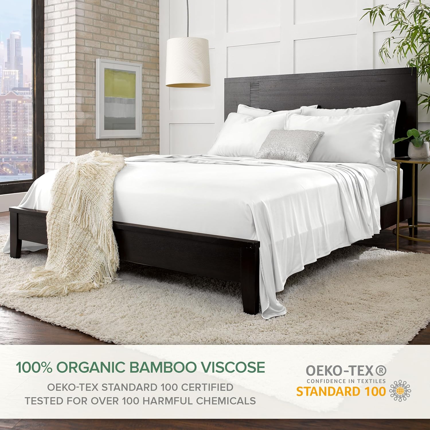 PureBamboo Pure Bamboo Split King Sheets, Genuine 100% Organic Viscose Derived from Bamboo Bed Sheet Set, Soft & Cooling, Double Stitching,…